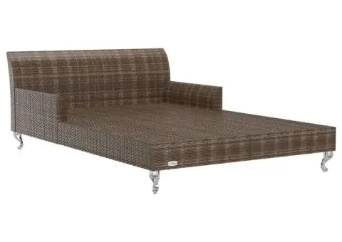 Pat de grădină pentru 2 persoane, cu perne, maro, poliratan - 4/5
