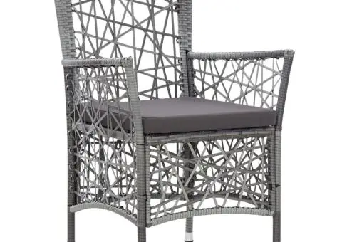 Scaune de exterior cu perne, 2 buc., gri, poliratan - 2/5