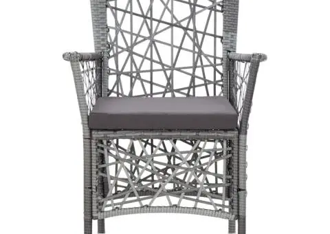 Scaune de exterior cu perne, 2 buc., gri, poliratan - 3/5