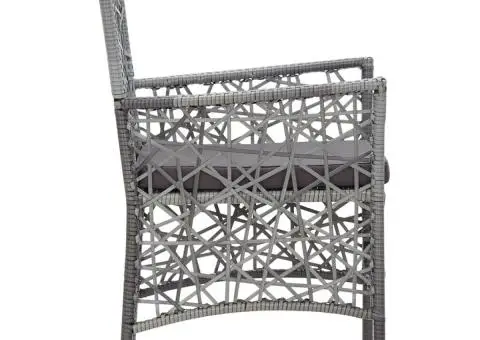 Scaune de exterior cu perne, 2 buc., gri, poliratan - 4/5