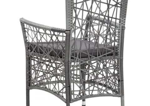 Scaune de exterior cu perne, 2 buc., gri, poliratan - 5/5