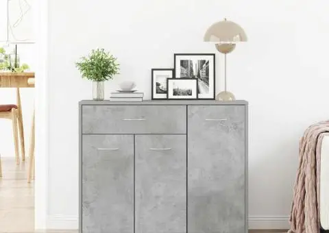 Dulap, gri beton, 88 x 30 x 70 cm, lemn prelucrat - 3/5