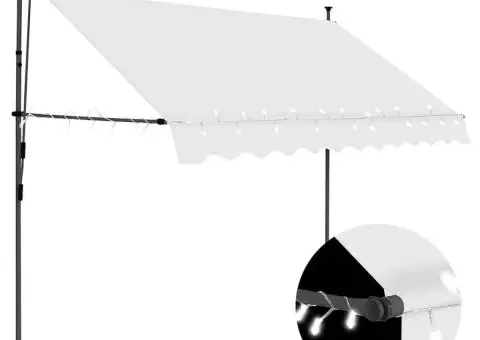 Copertină retractabilă manual cu LED, crem, 250 cm - 1/5