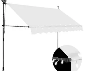vidaXL Copertină retractabilă manual cu LED, crem, 250 cm