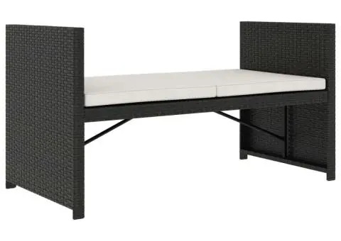 Set mobilier de grădină cu perne, 5 piese, negru, poliratan - 5/5
