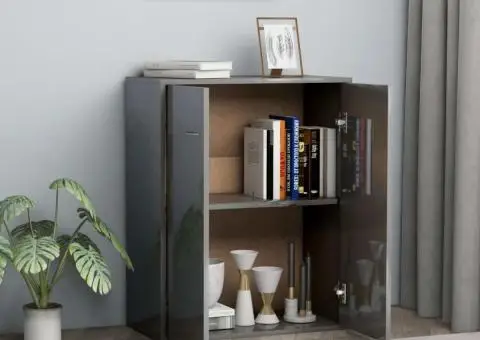 Dulap, gri extralucios, 60x30x75 cm, lemn prelucrat - 3/5