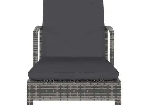 Șezlong cu brațe, gri, poliratan - 2/5