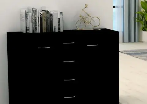 Dulap, negru, 88 x 30 x 65 cm, lemn prelucrat - 1/5