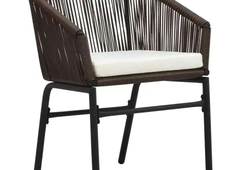 Set mobilier de bistro cu perne, 3 piese, maro, ratan PE - 2/5