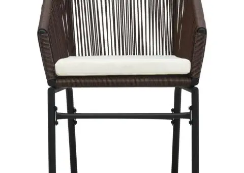 Set mobilier de bistro cu perne, 3 piese, maro, ratan PE - 3/5