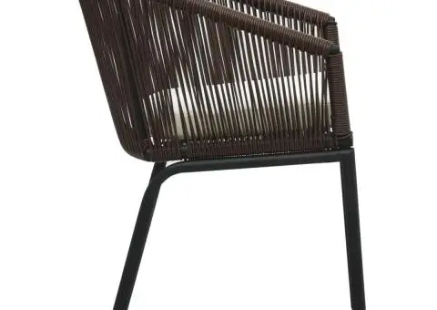 Set mobilier de bistro cu perne, 3 piese, maro, ratan PE - 5/5