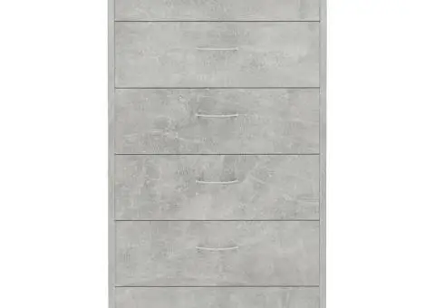 Dulap cu 6 sertare, gri beton, 50x34x96 cm, lemn prelucrat - 4/5
