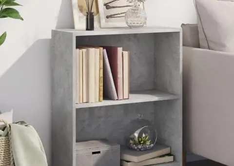 Bibliotecă, gri beton, 60x24x76 cm, lemn compozit - 1/5