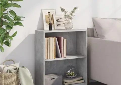 Bibliotecă, gri beton, 60x24x76 cm, lemn compozit - 3/5