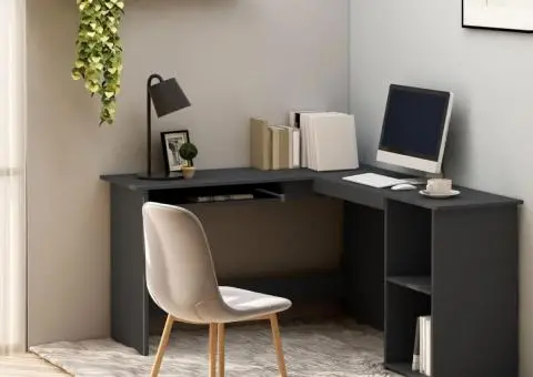 Birou de colț în formă de L, gri, 120x140x75 cm, lemn prelucrat - 1/5