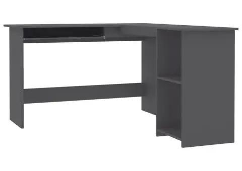 Birou de colț în formă de L, gri, 120x140x75 cm, lemn prelucrat - 2/5