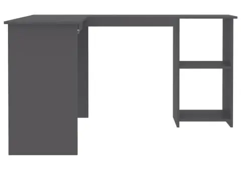 Birou de colț în formă de L, gri, 120x140x75 cm, lemn prelucrat - 5/5