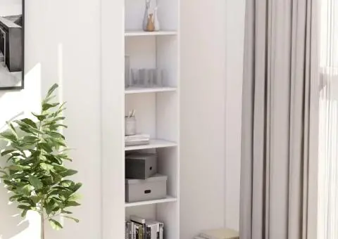 Bibliotecă cu 5 rafturi, alb, 40x24x175 cm, lemn prelucrat - 1/5