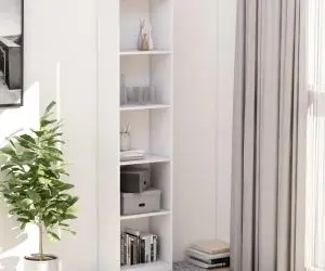 vidaXL Bibliotecă cu 5 rafturi, alb, 40x24x175 cm, lemn prelucrat
