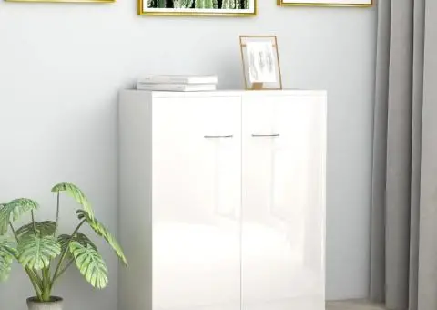 Dulap, alb extralucios, 60x30x75 cm, lemn prelucrat - 1/5