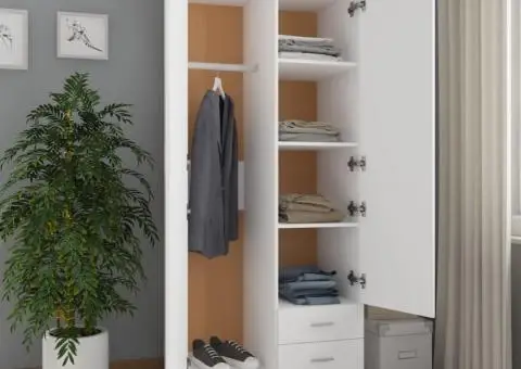 Șifonier, alb, 80x52x180 cm, lemn prelucrat - 3/5