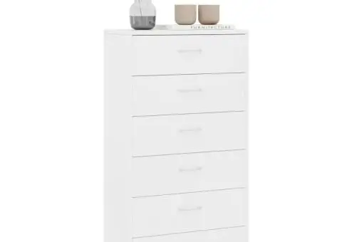 Dulap cu 6 sertare, alb, 50x34x96 cm, lemn prelucrat - 3/5