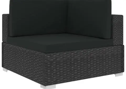 Scaune de colț modulare cu perne, 2 buc., negru, poliratan - 4/5