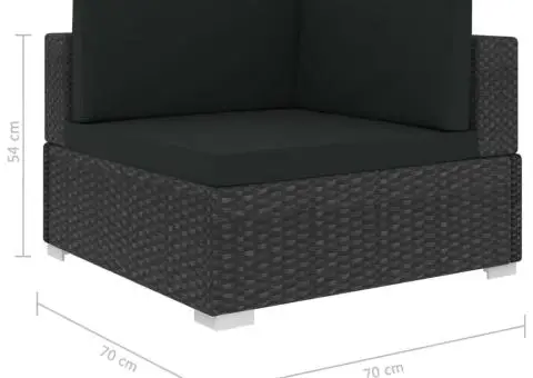 Scaune de colț modulare cu perne, 2 buc., negru, poliratan - 5/5