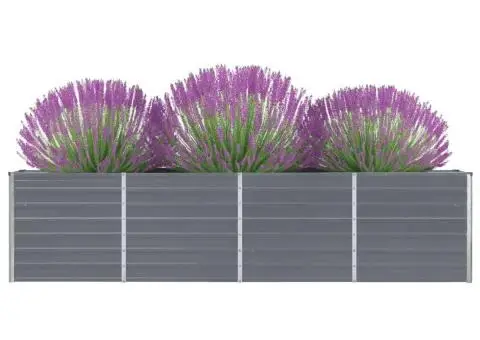 Strat înălțat grădină, gri, 320 x 40 x 77 cm, oțel galvanizat - 2/5