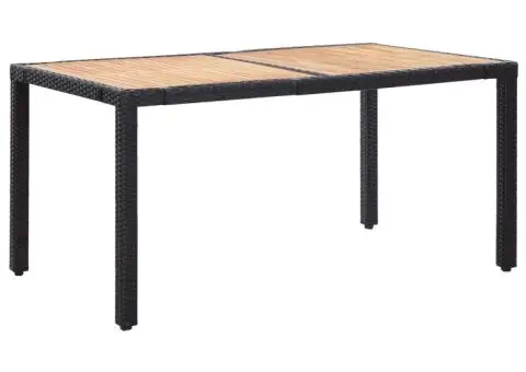 Set mobilier de exterior cu perne, 7 piese, negru, poliratan - 3/5