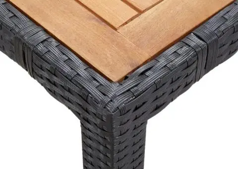 Set mobilier de exterior cu perne, 7 piese, negru, poliratan - 4/5