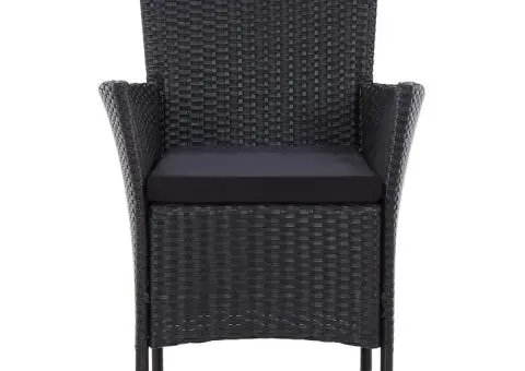 Set mobilier de exterior cu perne, 7 piese, negru, poliratan - 5/5