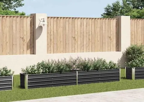 Strat înălțat de grădină antracit 320x40x45 cm oțel galvanizat - 1/5