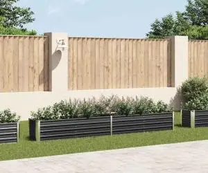 vidaXL Strat înălțat de grădină antracit 320x40x45 cm oțel galvanizat
