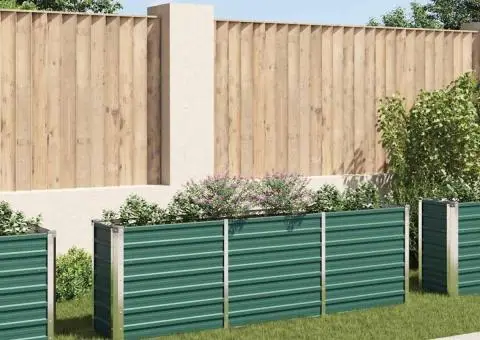 Strat înălțat de grădină, verde, 240x40x77 cm, oțel galvanizat - 1/5