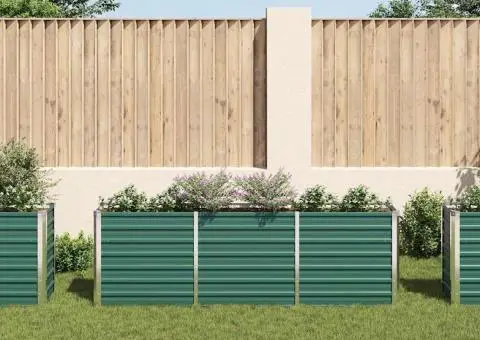 Strat înălțat de grădină, verde, 240x40x77 cm, oțel galvanizat - 3/5