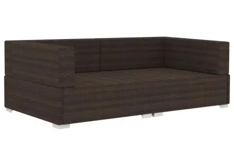 Scaune de colț modulare cu perne, 2 buc., maro, poliratan - 3/5