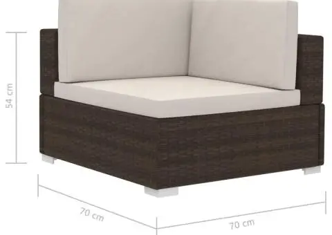 Scaune de colț modulare cu perne, 2 buc., maro, poliratan - 5/5