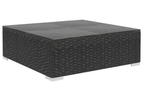 Set mobilier de grădină cu perne, 7 piese, negru, poliratan - 4/5