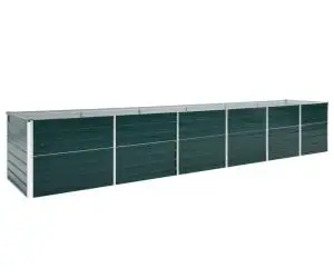 vidaXL Strat înălțat de grădină, verde, 480x80x77 cm, oțel galvanizat