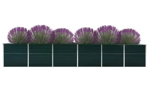 Strat înălțat de grădină, verde, 480x80x77 cm, oțel galvanizat - 2/5