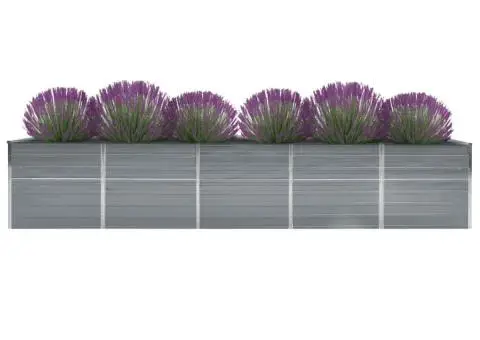 Strat înălțat de grădină, gri, 400x80x77 cm, oțel galvanizat - 2/5