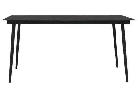 Set mobilier de exterior, 7 piese, negru, frânghie și oțel - 3/5