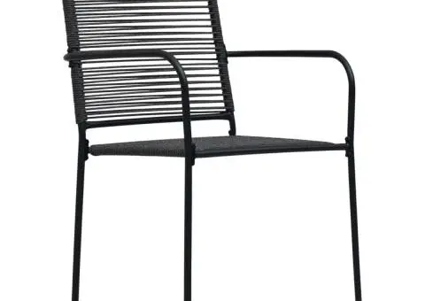 Set mobilier de exterior, 7 piese, negru, frânghie și oțel - 5/5