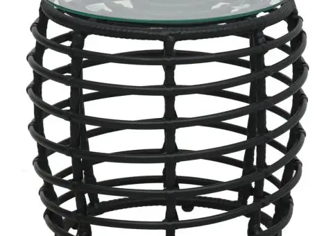 Set mobilier de bistro, 3 piese, negru, poliratan - 2/5