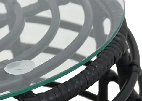 Set mobilier de bistro, 3 piese, negru, poliratan - 3/5