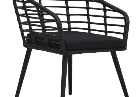 Set mobilier de bistro, 3 piese, negru, poliratan - 4/5