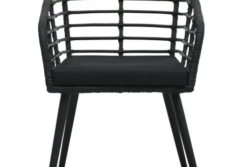 Set mobilier de bistro, 3 piese, negru, poliratan - 5/5