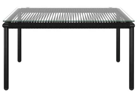 Set mobilier de grădină cu perne, 6 piese, negru, PVC - 5/5