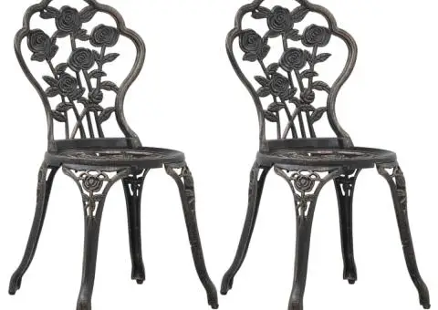 Scaune de bistro, 2 buc., bronz, aluminiu turnat - 1/5